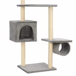 vidaXL Cat Tree with Sisal Scratching Posts 260cm Grey Kitten Playhouse Tower - Additional view 5