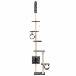 vidaXL Cat Tree with Sisal Scratching Posts 260cm Grey Paw Prints Playhouse