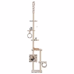 vidaXL Cat Tree with Sisal Scratching Posts 260cm Beige Paw Prints Playhouse