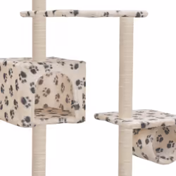 vidaXL Cat Tree with Sisal Scratching Posts 260cm Beige Paw Prints Playhouse