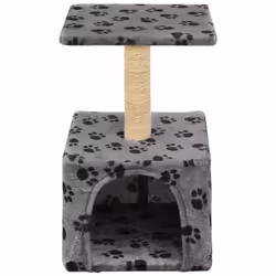 vidaXL Cat Tree with Sisal Scratching Post 55cm Grey Paw Print Playhouse Tower