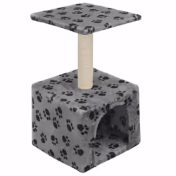 vidaXL Cat Tree with Sisal Scratching Post 55cm Grey Paw Print Playhouse Tower - Additional view 4