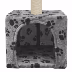 vidaXL Cat Tree with Sisal Scratching Post 55cm Grey Paw Print Playhouse Tower - Additional view 5