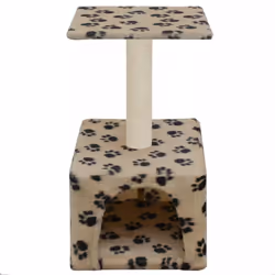 vidaXL Cat Tree with Sisal Scratching Post 55cm Beige Paw Print Kitten Tower