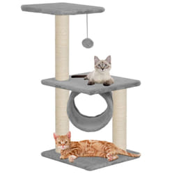 vidaXLCat Tree with Sisal Scratching Posts 65cm Grey Kitten Play Centre Bed