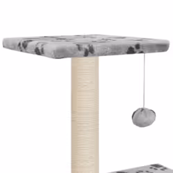 vidaXL Cat Tree with Sisal Scratching Posts 65cm Grey Paw Print Playhouse - Additional view 5