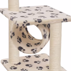vidaXL Cat Tree with Sisal Scratching Posts 65cm Beige Paw Print Play Centre
