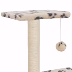 vidaXL Cat Tree with Sisal Scratching Posts 65cm Beige Paw Print Play Centre - Additional view 4