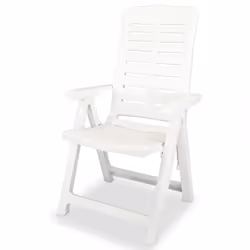 vidaXL 4x Reclining Garden Chairs 60x61x108cm Plastic White Foldable Seats - Additional view 2