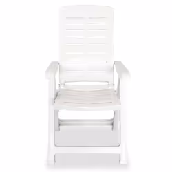 vidaXL 4x Reclining Garden Chairs 60x61x108cm Plastic White Foldable Seats - Additional view 3