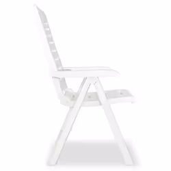 vidaXL 4x Reclining Garden Chairs 60x61x108cm Plastic White Foldable Seats - Additional view 4