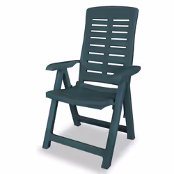 vidaXL 6x Reclining Garden Chairs 60x61x108cm Plastic Green Foldable Seat - Additional view 2