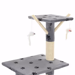 vidaXL Cat Tree with Sisal Scratching Posts 138cm Grey Paw Prints Kitten Tower - Additional view 6