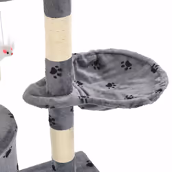 vidaXL Cat Tree with Sisal Scratching Posts 138cm Grey Paw Prints Kitten Tower - Additional view 7