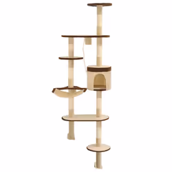 vidaXL Cat Tree with Sisal Scratching Posts Wall Mounted 194cm Beige and Brown - Additional view 2