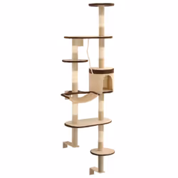 vidaXL Cat Tree with Sisal Scratching Posts Wall Mounted 194cm Beige and Brown - Additional view 3