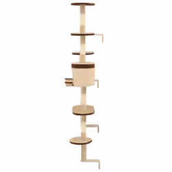 vidaXL Cat Tree with Sisal Scratching Posts Wall Mounted 194cm Beige and Brown - Additional view 4