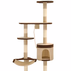 vidaXL Cat Tree with Sisal Scratching Posts Wall Mounted 194cm Beige and Brown - Additional view 6