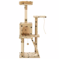 vidaXL Cat Tree with Sisal Scratching Posts 120cm Beige Paw Prints Play Tower