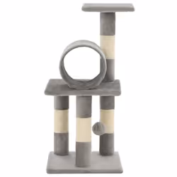 vidaXL Cat Tree with Sisal Scratching Posts 65cm Grey Furniture Play Tower