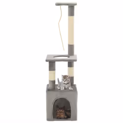 vidaXL Cat Tree with Sisal Scratching Posts 109cm Grey Play Furniture Tower