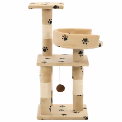 vidaXL Cat Tree with Sisal Scratching Posts 65cm Paw Prints Beige Play Tower - Additional view 2