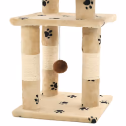 vidaXL Cat Tree with Sisal Scratching Posts 65cm Paw Prints Beige Play Tower - Additional view 4