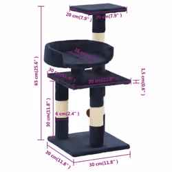 vidaXL Cat Tree with Sisal Scratching Posts 65cm Blue Kitten Furniture Tower - Additional view 5