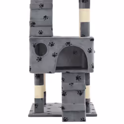 vidaXL Cat Tree with Sisal Scratching Posts 170cm Paw Prints Grey Kitten Tower - Additional view 4