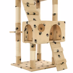 vidaXL Cat Tree with Sisal Scratching Post 170cm Paw Prints Beige Kitten Tower