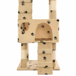 vidaXL Cat Tree with Sisal Scratching Post 170cm Paw Prints Beige Kitten Tower