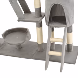 vidaXL Cat Tree with Sisal Scratching Posts 230-250cm Grey Kitten Play Tower - Additional view 4