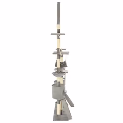 vidaXL Cat Tree with Sisal Scratching Posts 230-250cm Grey Kitten Play Tower - Additional view 5