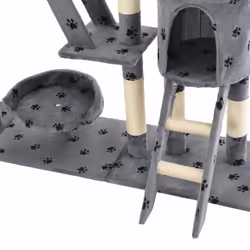 vidaXL Cat Tree with Sisal Scratching Posts 230-250cm Paw Prints Grey Tower - Additional view 4