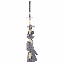 vidaXL Cat Tree with Sisal Scratching Posts 230-250cm Paw Prints Grey Tower - Additional view 5