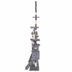 vidaXL Cat Tree with Sisal Scratching Posts 230-250cm Paw Prints Grey Tower - Additional view 6