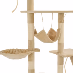 vidaXL Cat Tree with Sisal Scratching Posts 230-250cm Beige Kitten Play Tower - Additional view 2