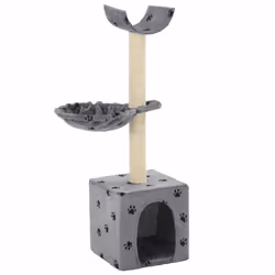 vidaXL Cat Tree with Sisal Scratching Posts 105cm Paw Prints Grey Play Tower - Additional view 2