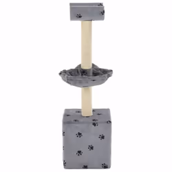 vidaXL Cat Tree with Sisal Scratching Posts 105cm Paw Prints Grey Play Tower - Additional view 3