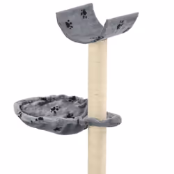 vidaXL Cat Tree with Sisal Scratching Posts 105cm Paw Prints Grey Play Tower - Additional view 4