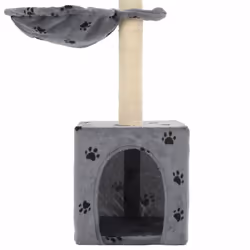 vidaXL Cat Tree with Sisal Scratching Posts 105cm Paw Prints Grey Play Tower - Additional view 5