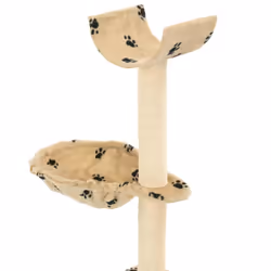 vidaXL Cat Tree with Sisal Scratching Posts 105cm Paw Prints Beige Play Tower - Additional view 4