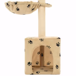 vidaXL Cat Tree with Sisal Scratching Posts 105cm Paw Prints Beige Play Tower - Additional view 5