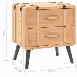 vidaXL Solid Fir Wood Bedside Cabinet 50x35x57cm Bedroom Nightstand Table - Additional view 7