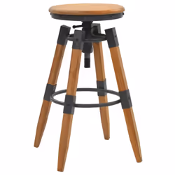 vidaXL 2x Solid Fir Wood Adjustable Bar Stools 53.5x53.5x79cm Home Chair Seat