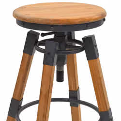 vidaXL 2x Solid Fir Wood Adjustable Bar Stools 53.5x53.5x79cm Home Chair Seat - Additional view 4