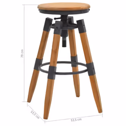 vidaXL 2x Solid Fir Wood Adjustable Bar Stools 53.5x53.5x79cm Home Chair Seat - Additional view 7