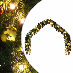 vidaXL Christmas Garland Decorated with Baubles and LED Lights Multi Sizes - 5 m