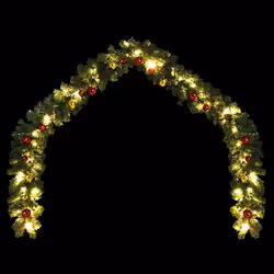 vidaXL Christmas Garland Decorated with Baubles and LED Lights Multi Sizes - 5 m