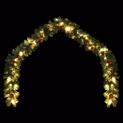 vidaXL Christmas Garland Decorated with Baubles and LED Lights Multi Sizes - 20 m